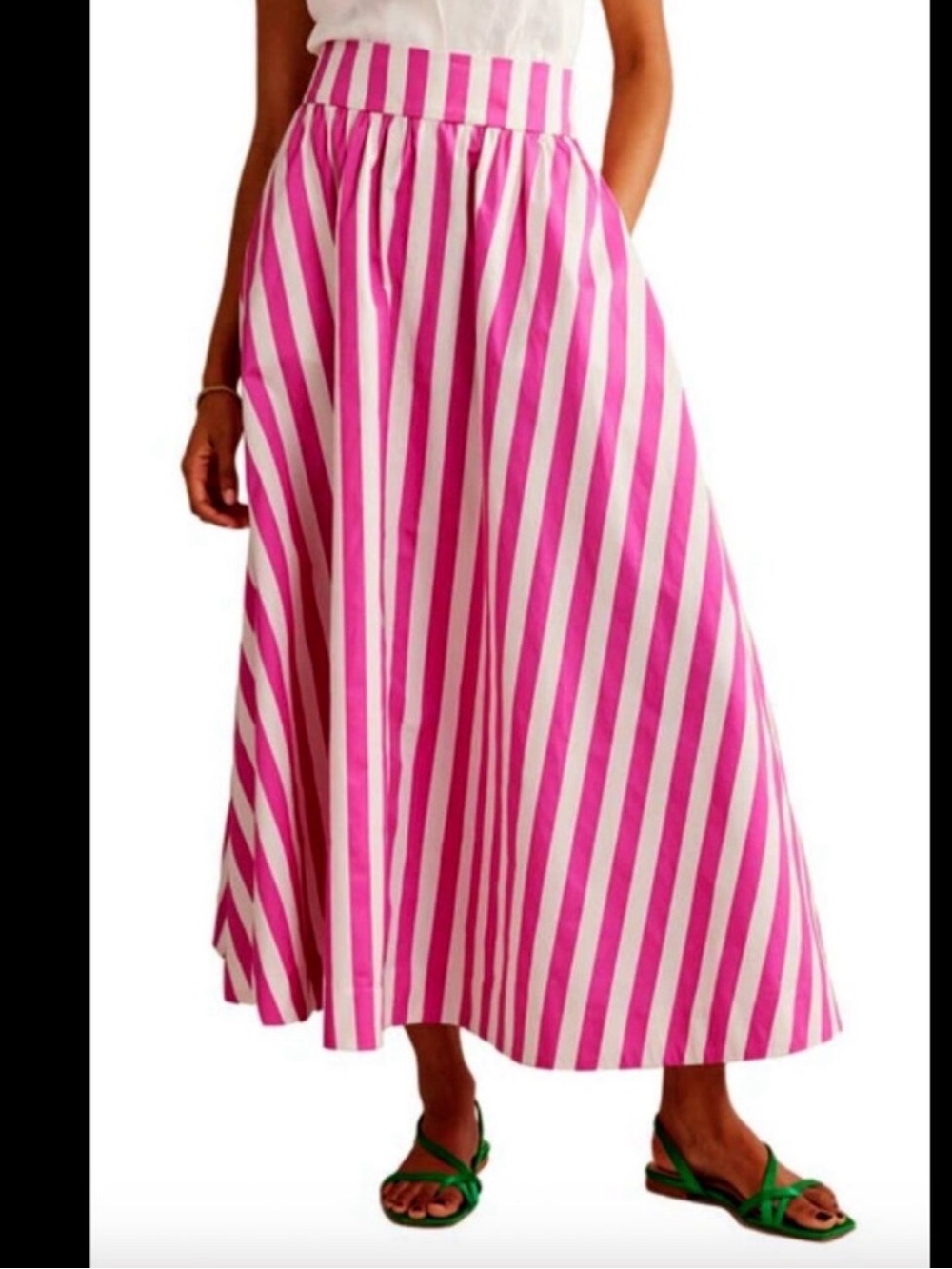 Boden - Striped Pink and White Maxi Skirt